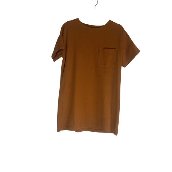 Madewell Women's Ribbed Pocket T-Shirt M Short Sleeve Casual Rust Brown - Picture 4 of 14